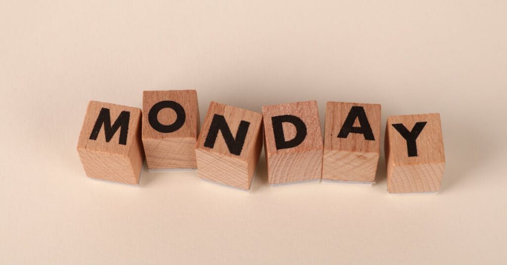pexels-photo-33094239-33094239 Wooden blocks spelling Monday on a neutral background, symbolic of the start of the week.