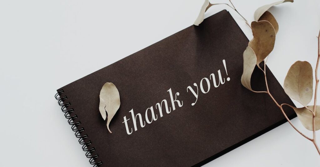 pexels-photo-4439442-4439442 Elegant thank you note with dried eucalyptus leaves on a white background.